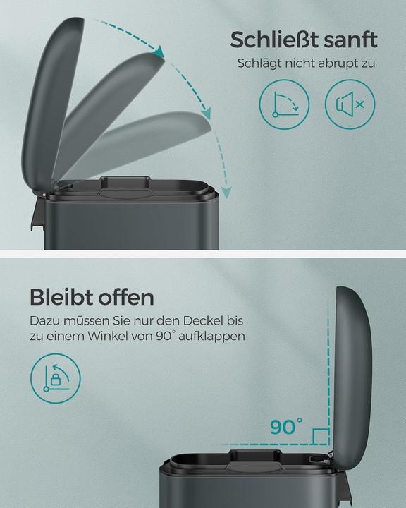 Actual product image Songmics 30L Mülleimer, Rauchgrau (30 l)