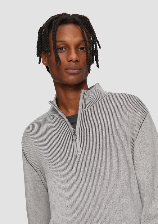 Image du produit S.Oliver Strickpullover Strickpullover mit Reissverschluss und Rippstruktur (S)