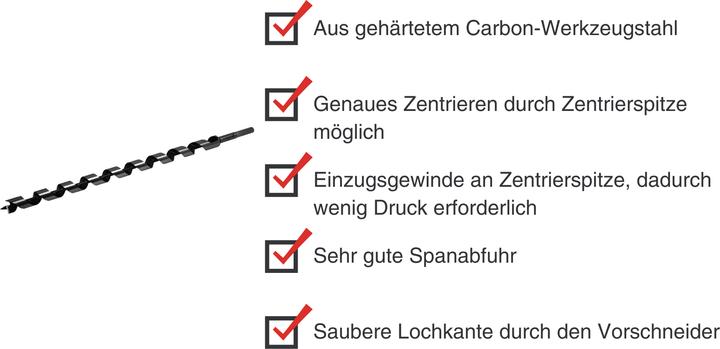 Immagine prodotto Paulimot Schlangenbohrer Ø 22 mm, Länge 460 mm, Form Lewis (4-22 millimetri)
