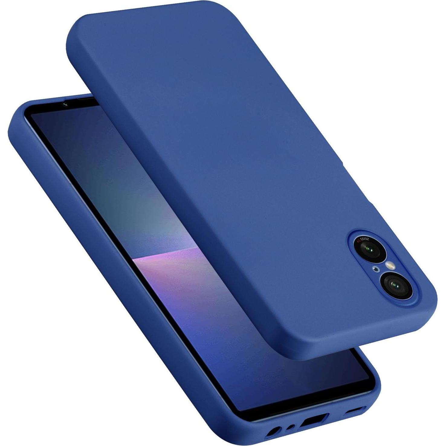 Cadorabo Hülle für Sony Xperia 5 V TPU im Liquid Schutz Design (Sony Xperia 5 V), Smartphone Hülle, Blau