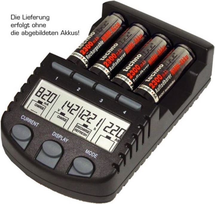 Actual product image AccuCell Quick charger with discharge function and LCD display (1 pcs., AAA, AA, 3000 mAh, Chargers without battery)