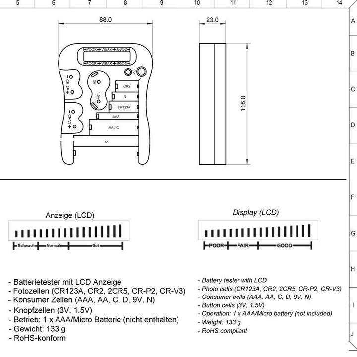 Produktbild Goobay Universal Akku- und Batterie Tester mit LCD-Display