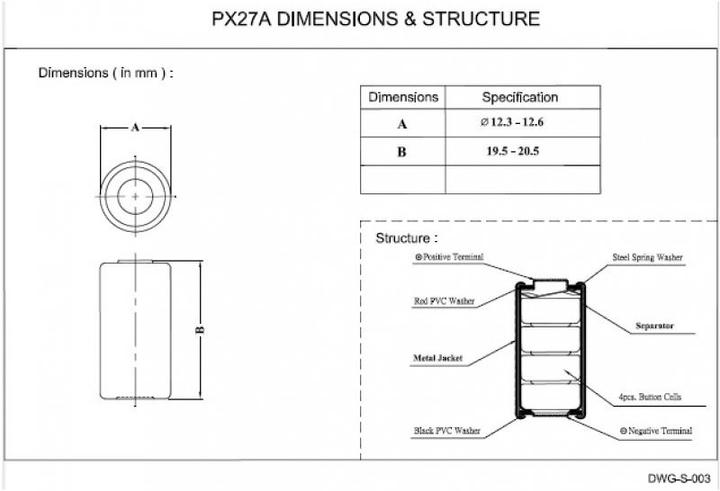 Produktbild AccuCell Batterie PX27, 4AG12, 4LR43, 4NR43, EPX27 (AG12, LR43, 80 mAh)