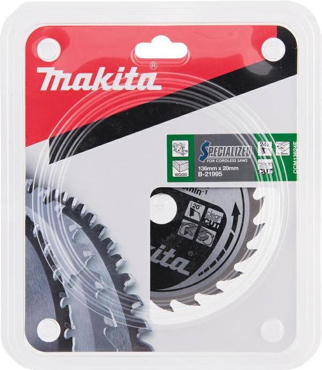Immagine prodotto Makita B-21995 T.C.T. pjūklas 136X1.5X20mm 20° T24 SPECIALIZZATO akum. diskiniams pjūklams