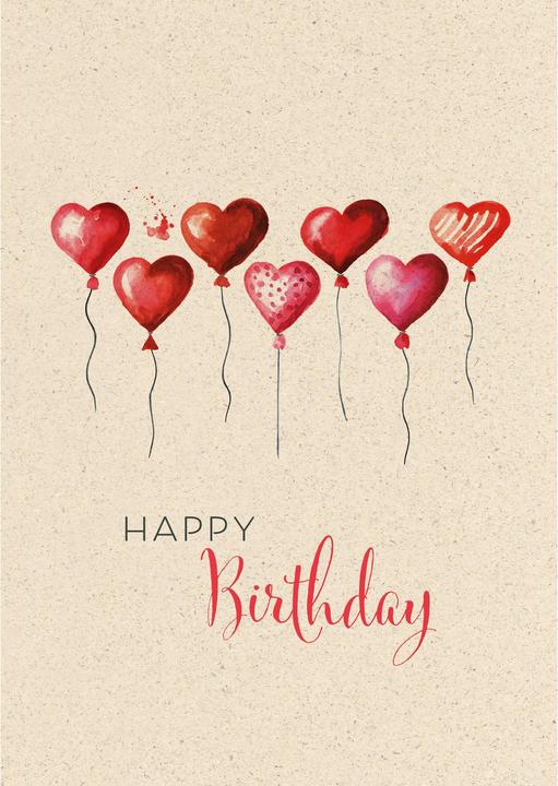Geburtstagskarte Herzballone A4 (1 Stk.)