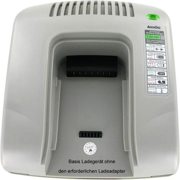 Actual product image AccuCell Basic charger for interchangeable charging adapters for various tool batteries