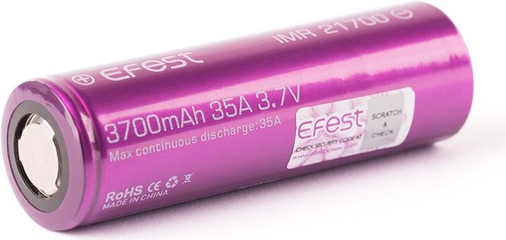 Actual product image Efest IMR21700 battery - maximum 30A current output (flat top) (1 pcs., 21700, 3700 mAh)