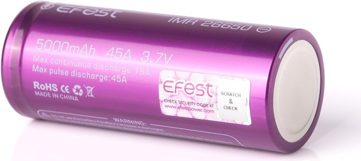 Immagine prodotto Efest Batteria ricaricabile Purple IMR26650, non protetta (1 pz., 26650, 5000 mAh)