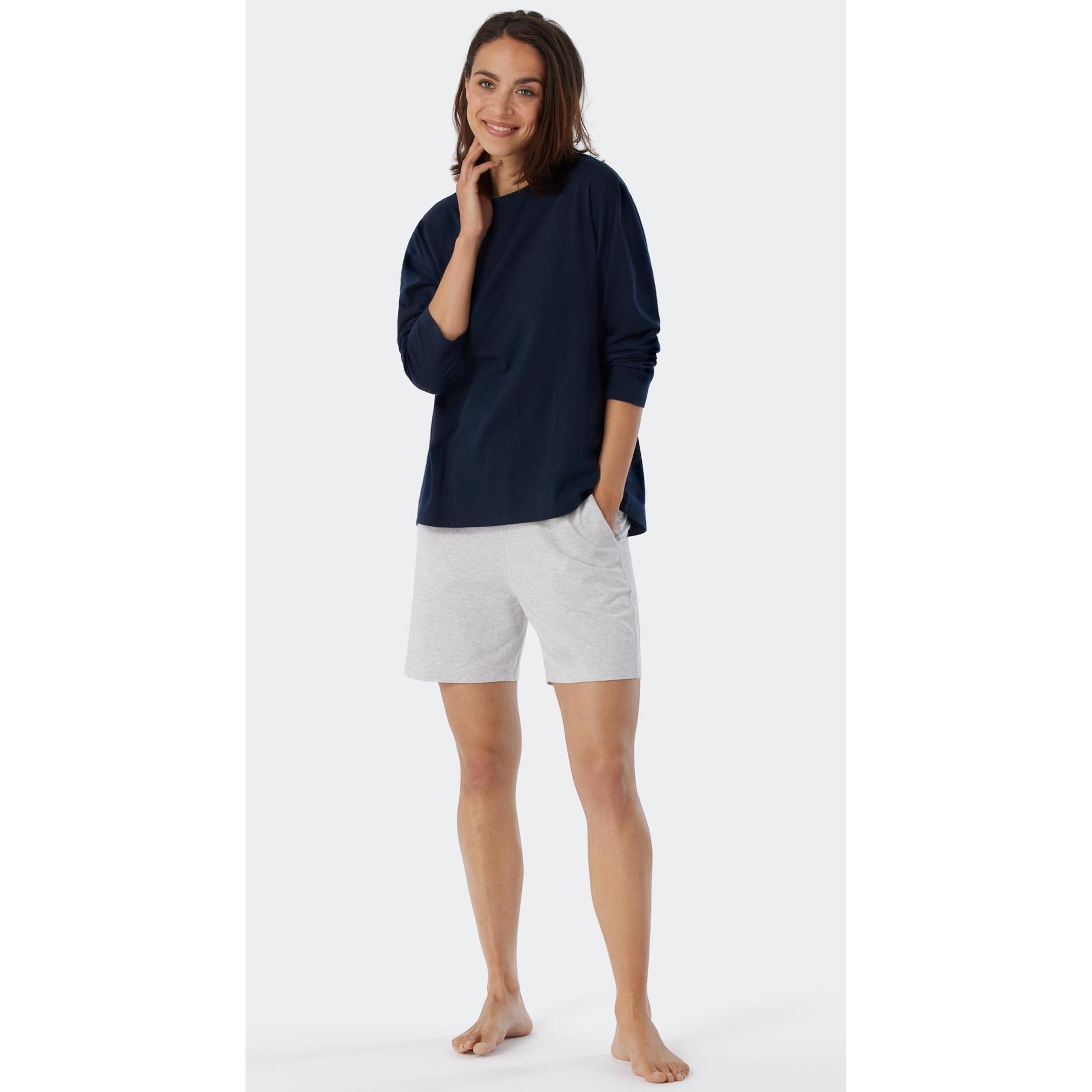 Thumbnail - Schiesser, Damen, Pyjama, Mix & Relax Langarm-Shirt, Blau, (40)