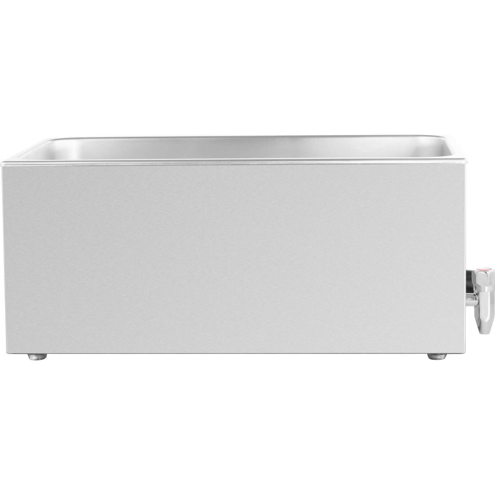 Thumbnail - Royal Catering Bain Marie Warmhaltebehälter Speisenwärmer Ablasshahn 600 W 30 - 80 °C, Warmhalteplatte, Silber