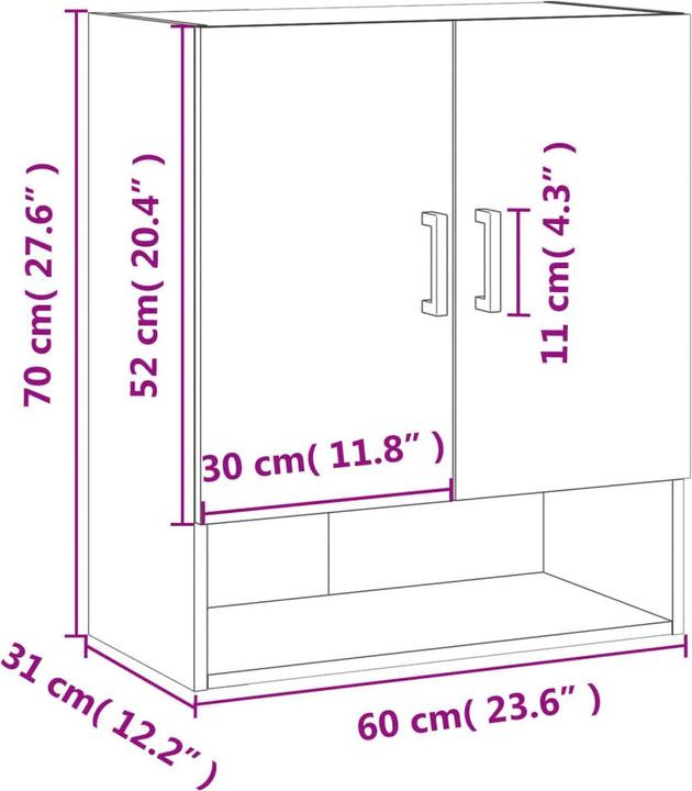 Immagine prodotto VidaXL Armadio a muro bianco 60x31x70 cm prodotto in legno derivato, Colore: Bianco (60 x 31 x 70 cm)