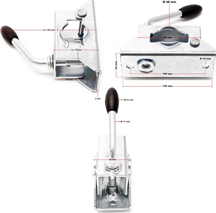 Image du produit Wiltec Stützrad 150kg inkl. Klemmhalter & Schellen Wohnwagen Anhänger Stütze