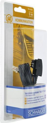 Actual product image Schwaiger DSL cable RJ12 6P2C -> TAE-F 6P4C 3m black
