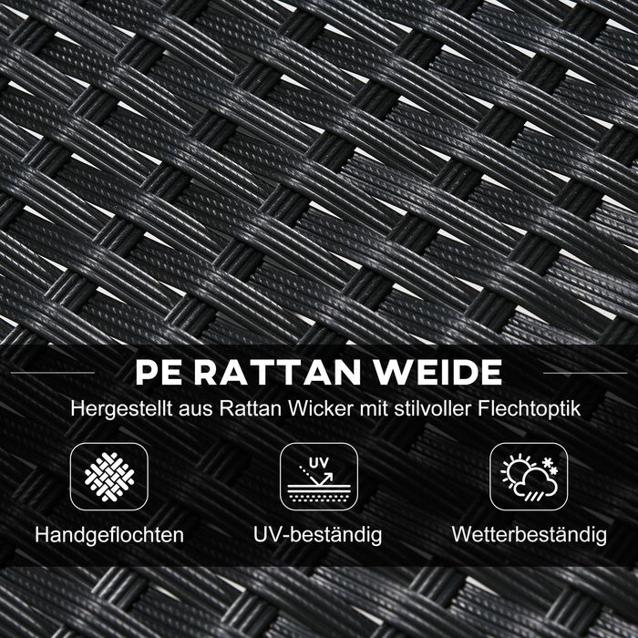 Produktbild Swisshandel24 Gartenbar-Set Rattan Bartisch mit 4 Barhockern, mit Dach, Sitzgruppe, Fussstütze, Schwarz, Stahl