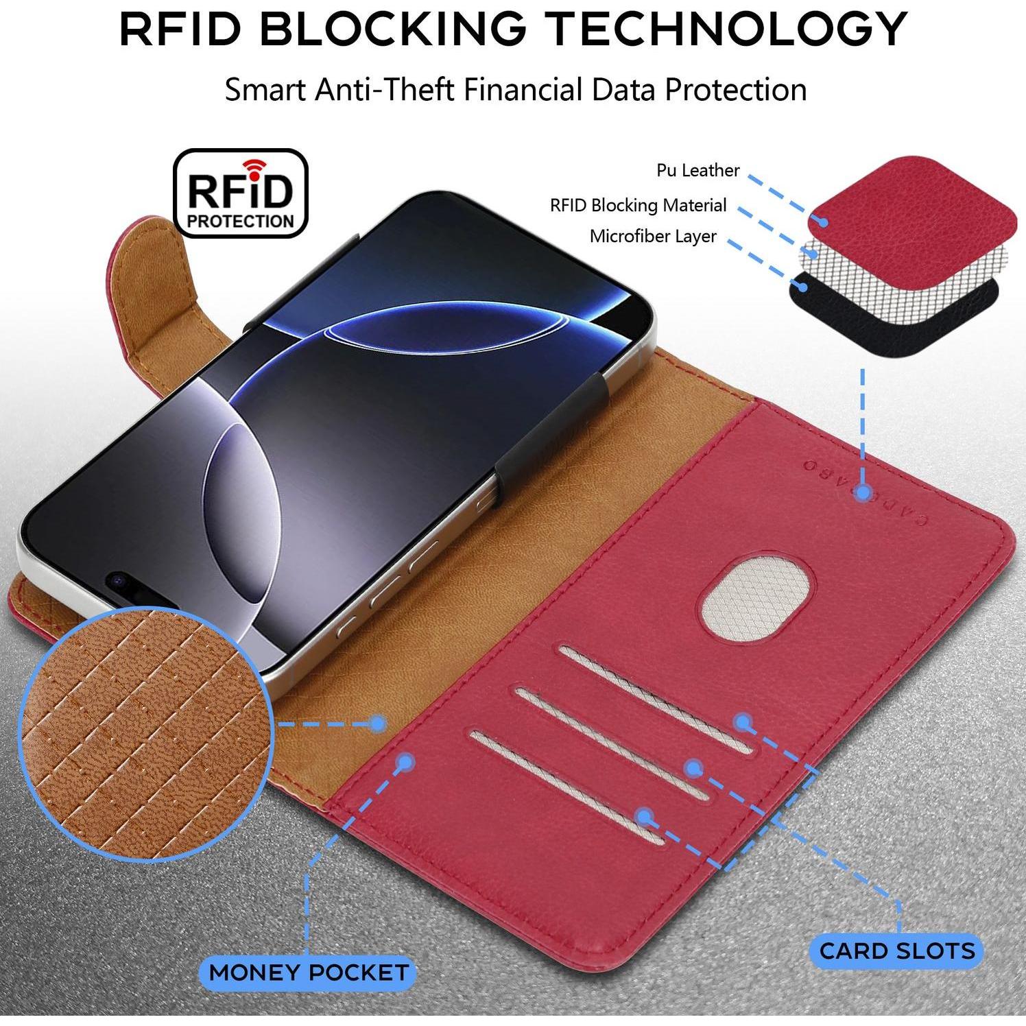 Thumbnail - Cadorabo Hülle für Asus ZenFone 9 Book Case Style (Asus Zenfone 9), Smartphone Hülle, Rot
