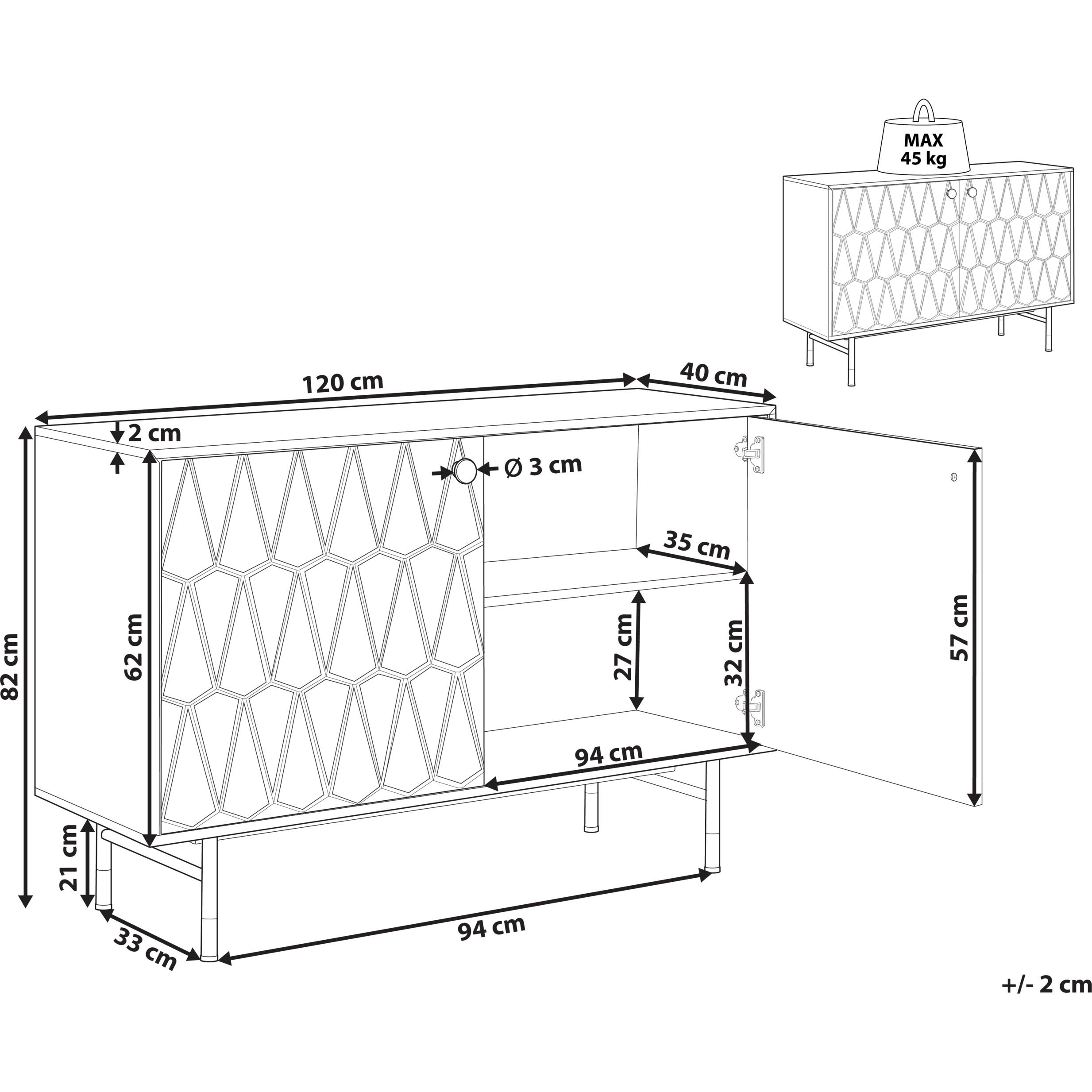 Thumbnail - Beliani, Kommode + Sideboard, Adante (120 x 40 x 82 cm)