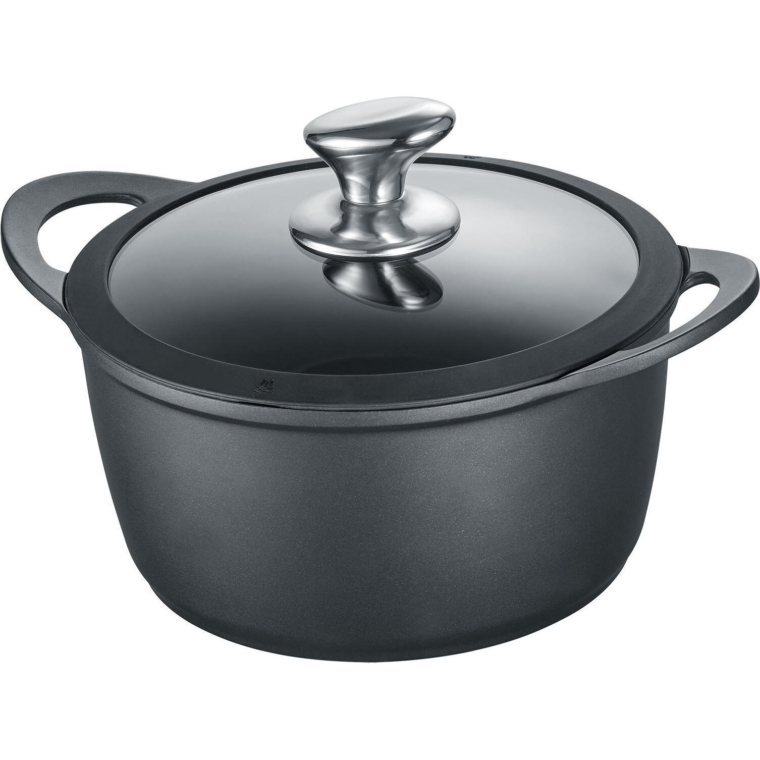 Berndes Kochtopf VIENNA 24 cm mit Antihaftversiegelung und Glasdeckel, Pfanne + Kochtopf, Schwarz