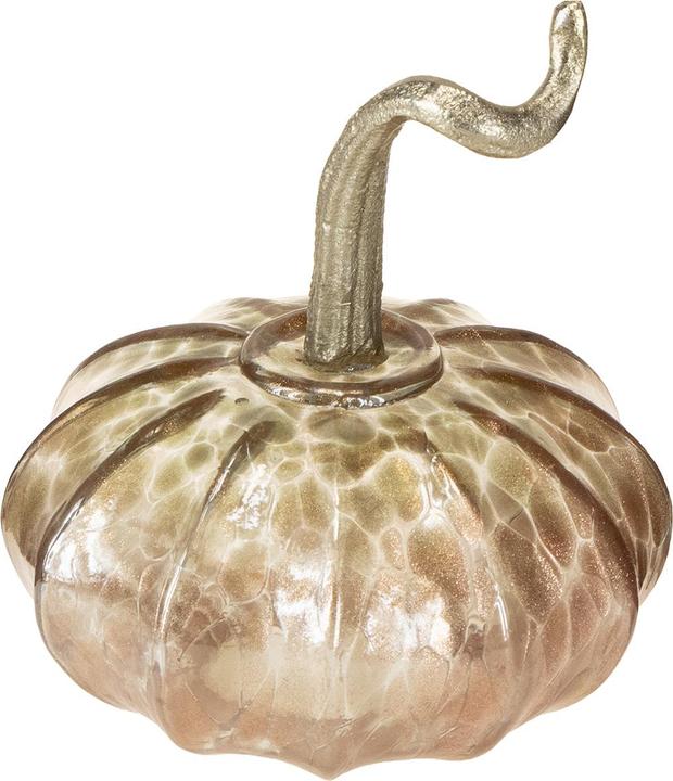 Viana Glaskürbis Dekoration Herbst Tischdeko Set Glas und Metall 2 Stück