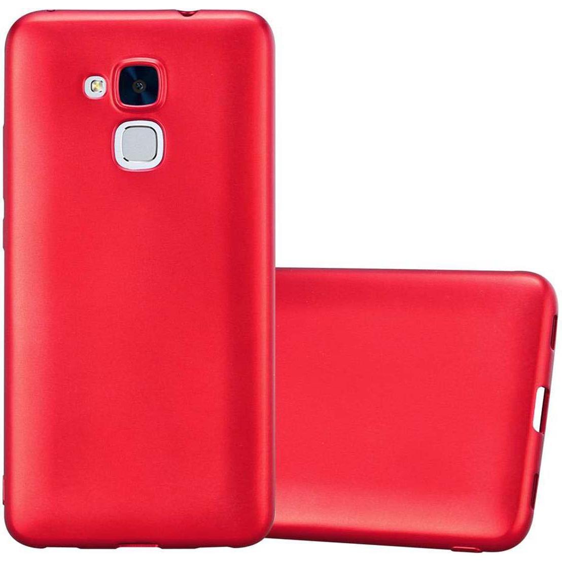 Cadorabo TPU Matt Metallic Cover (Honor 5C), Smartphone Hülle, Rot