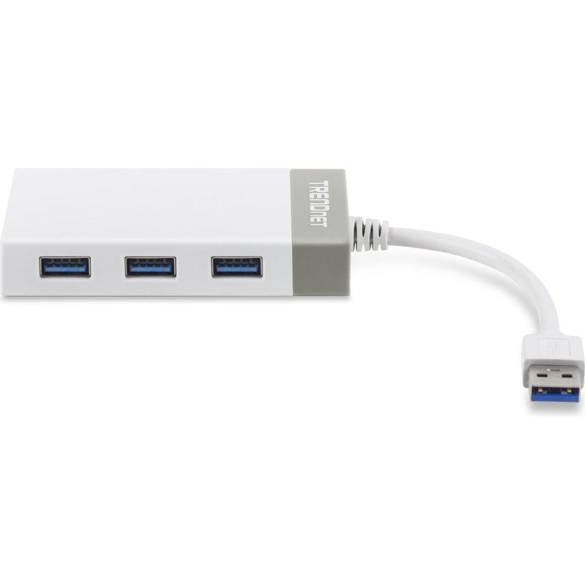 Trendnet USB 3.0 Mini Hub (USB-A, 4 porte), Docking station + Hub USB, Bianco