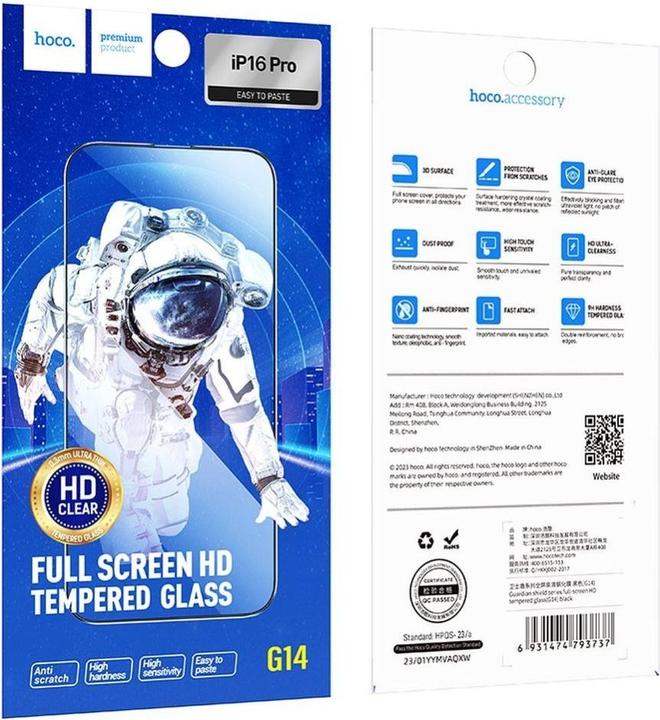 Produktbild Hoco Clear Screen Protector (10 Stück, Apple iPhone 16 Pro)