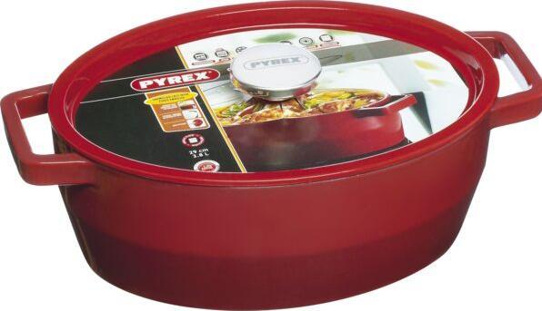 Actual product image Pyrex Cast iron pot 29cm 3,8l SLOWCOOK oval red (Casserole + Stewpot, Cast iron)
