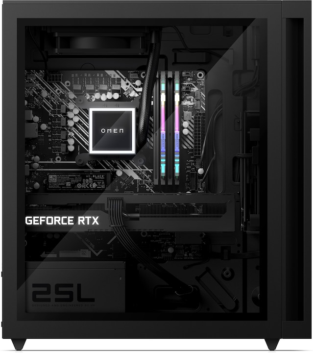 Actual product image HP Hewlett-Packard OMEN 25L Gaming Desktop GT15- 2737nz (Intel Core (Intel Core i7-14700F, 32 GB, 1000 GB, GeForce RTX 4060 Ti)