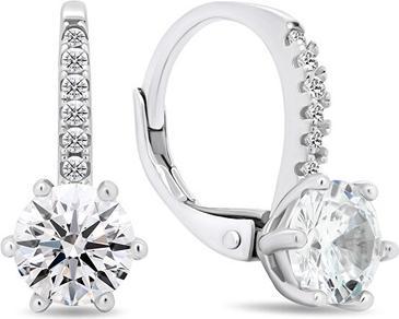 Actual product image Brilio Silver - Sparkling silver earrings with zircons EA367W/EA389W - Dimension: 1.6 x 0.6 cm