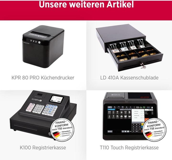 Image du produit Olympia Registrierkasse TS10 inkl. eingebautem Scanner (ohne TSE-Lizenz) weiss