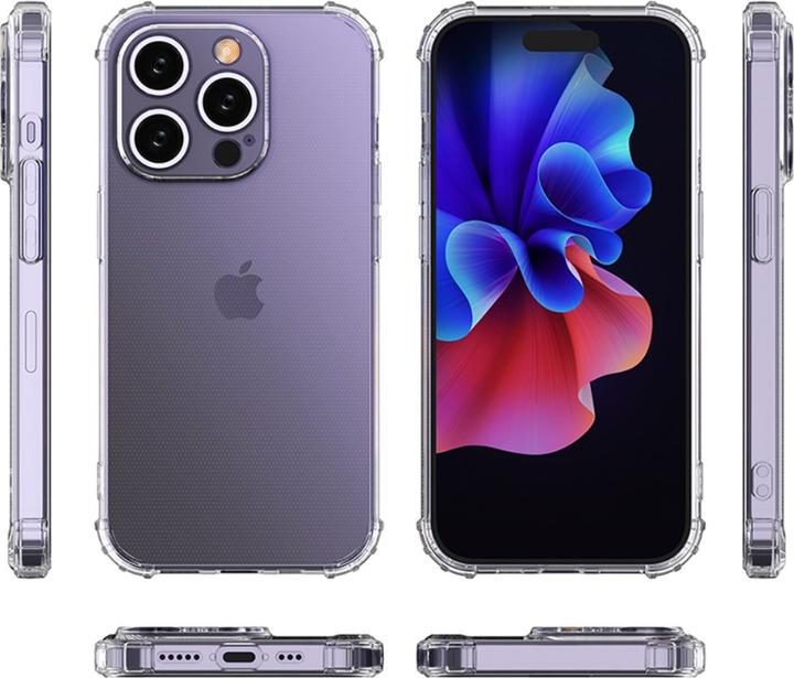 Produktbild Apfelkiste iPhone 15 Pro Gummi Hülle mit Kameraschutz, Air Cushion, Transparent (Apple iPhone 15 Pro)