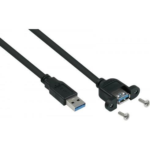 Good Connections Kabelmeister USB 3.0 an USB-A Buchse CU 2m schwarz (2 m, USB 3.2 Gen 1), USB Kabel