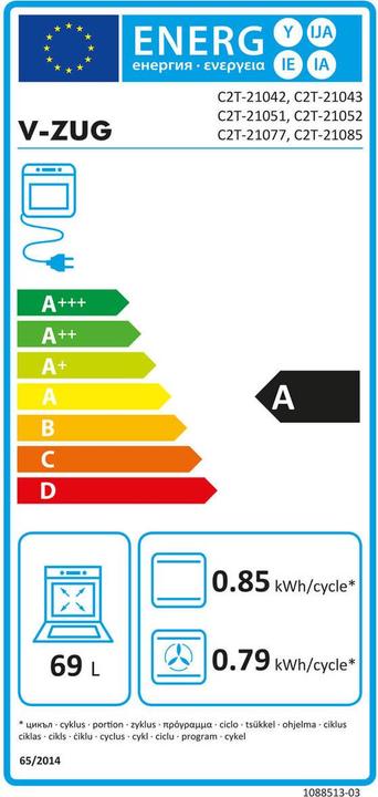Energy Label V-ZUG Combair V2000 76C