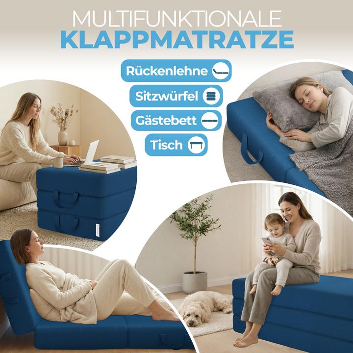 Actual product image Bestschlaf Klappmatratze, 3-teilige Faltmatratze, Reisebett, Gästematratze (Foam core, 140 x 195 cm)