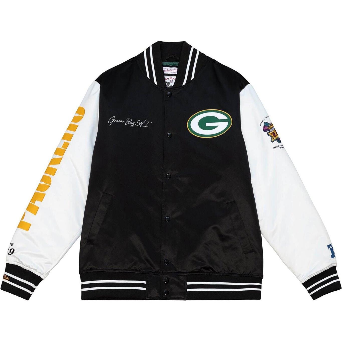 Thumbnail - Mitchell & Ness, Herren, Jacke, M&N Varsity Satin Jacke - NFL Green Bay Packers - S (S), Schwarz, S