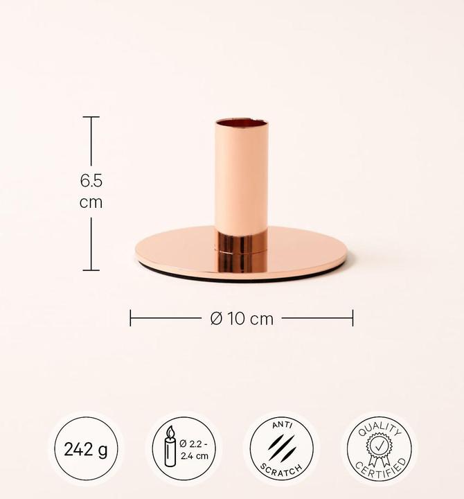 Immagine prodotto Esmée Portacandele per candele a colonna in rosé, H 6,5 cm x Ø 10 cm