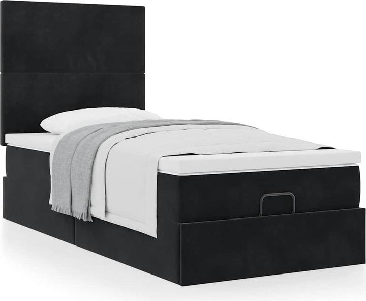 Produktbild VidaXL Ottoman-Bett mit Matratzen Schwarz 120x200 cm Samt Bettrahmen (120 x 200 cm)