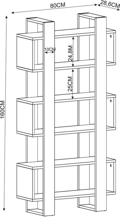 Produktbild Homitis Milano Bookshelf (80 x 28.60 x 160 cm)