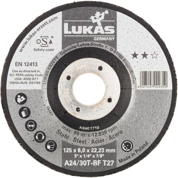 Productafbeelding Lukas Slijpschijf T27 voor staal 125x6 mm geslingerd (24, 30)