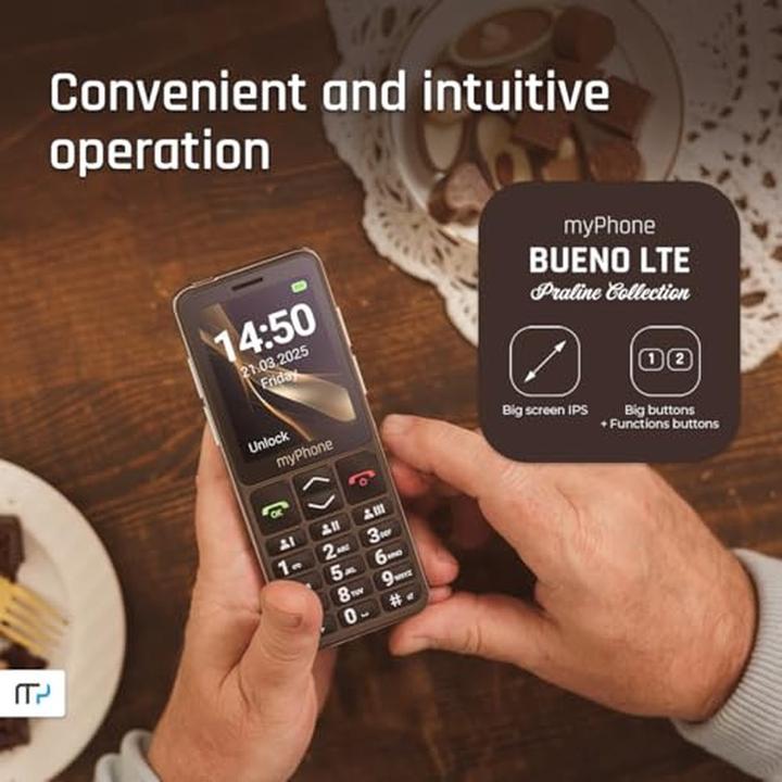 Image du produit Myphone Bueno LTE Praline Collection 4G 2000 mAh IPS 28 toetstelefoon 240x320px SOSknop dockstation (2.80")