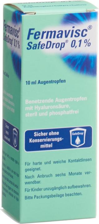 Produktbild OmniVision Augentropfen Fermavisc SafeDrop 0.1% (10 ml, Fermavisc SafeDrop 0.1 % 10 ml Augentropfen)