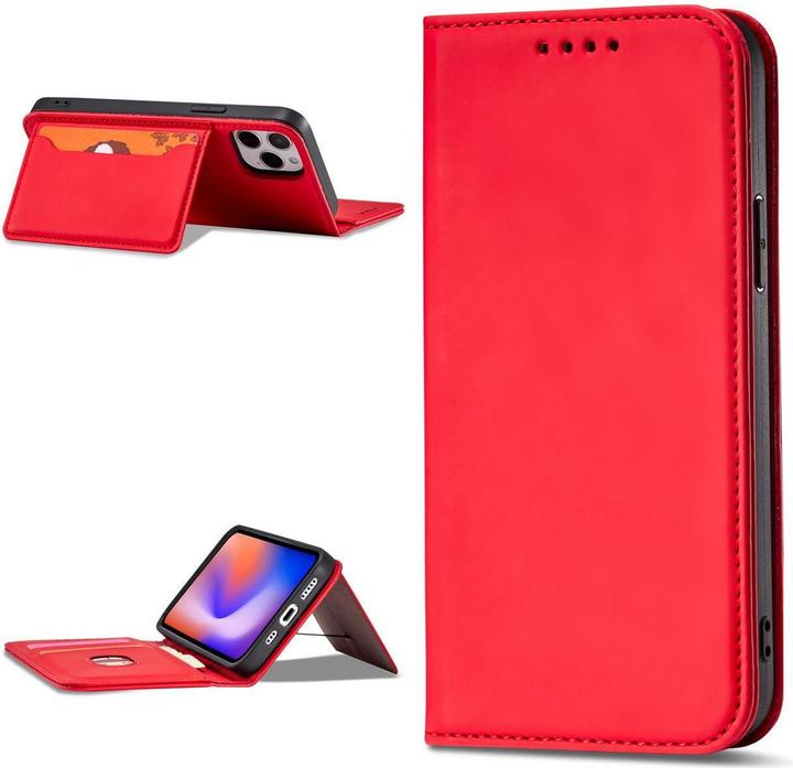 Image du produit Hurtel Etui Magnétique pour iPhone 12 Pro Max Pochette Porte Carte Portefeuille Rouge (Apple iPhone 12 Pro Max)