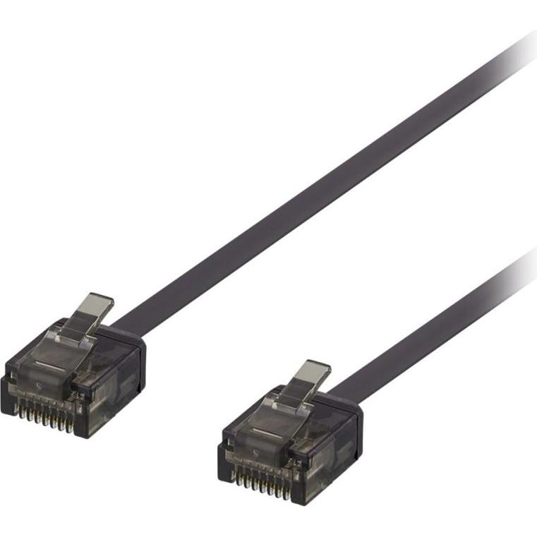 Deltaco U/UTP Cat6a patch cable flat 3m 1mm thick black (U/UTP, CAT6a, 3 m), Netzwerkkabel