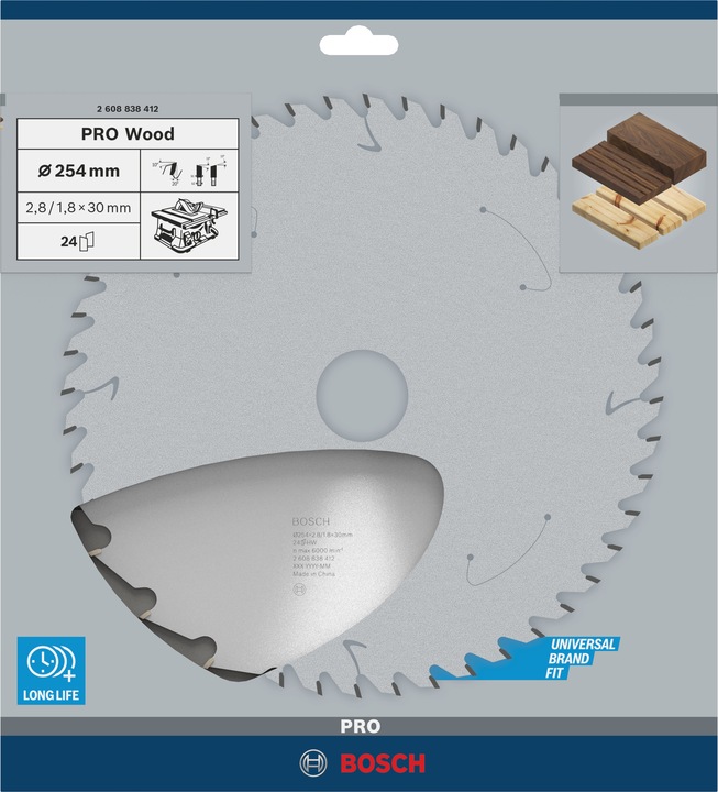 Immagine prodotto Bosch Professional Zubehör Lama per sega circolare PRO Wood, 254 x 2,8 x 30 mm