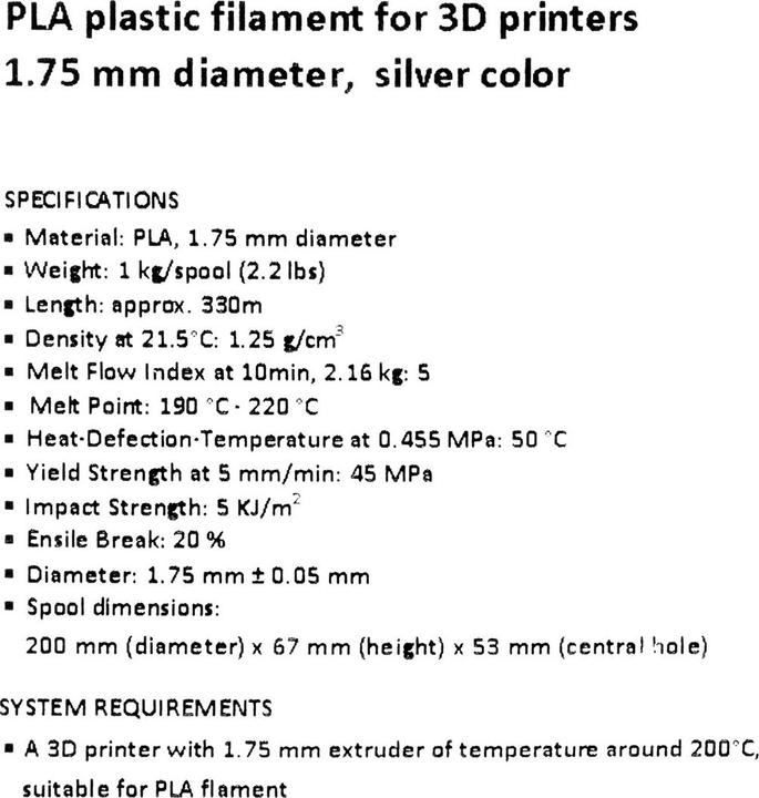 Produktbild Gembird Filamentcassette PLA schmale Spule (PLA, 1.75 mm, 1000 g, Silber)