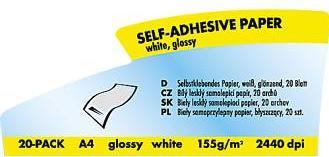 Produktbild Logo Selbstklebendes Papier, weiss, glänzend, A4, 155 g (155 g/m², 20x)