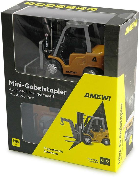Actual product image Amewi Mini-Gabelstapler aus Metall, mit Anhänger, proportional 8-Kanal 1:64 RTR