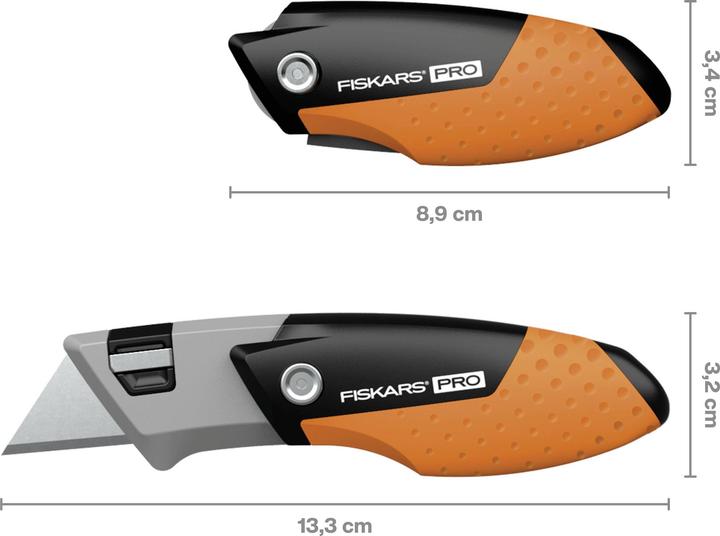 Actual product image Fiskars Pro Compact Universal Folding Knife, length 12 cm, stainless steel/plastic, black/orange (Cutters)