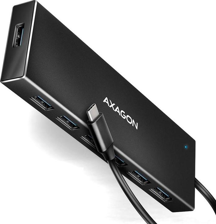 Image du produit Axagon HUE-F7A 7x USB 3.2 Gen 1 Aluminium Flat Hub, câble USB-C de 30 cm (USB-C, 7 ports)