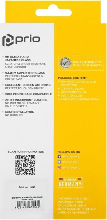 Image du produit prio 3D Tempered Glass Screen Protector for Samsung S20 FE 5G/ S20 FE black (1 pcs, Samsung Galaxy S20 FE, Samsung Galaxy S20 FE 5G)