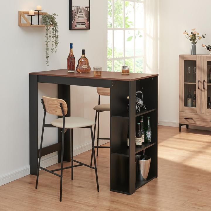 Produktbild En.Casa Bartisch Danderyd 120x60x106 cm mit 3 Ablagefächern Schwarz/Walnussoptik